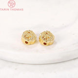 6PCS 4x7.5MM 24K Plated Brass Flower Spacer Beads