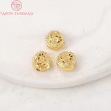 6PCS 4x7.5MM 24K Plated Brass Flower Spacer Beads