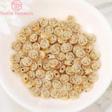 6PCS 4x7.5MM 24K Plated Brass Flower Spacer Beads
