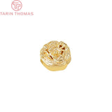 6PCS 4x7.5MM 24K Plated Brass Flower Spacer Beads