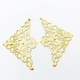 10 Brass Filigree Triangle Flower Charms for DIY Jewelry