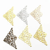 10 Brass Filigree Triangle Flower Charms for DIY Jewelry