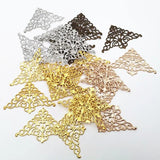 10 Brass Filigree Triangle Flower Charms for DIY Jewelry