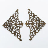 10 Brass Filigree Triangle Flower Charms for DIY Jewelry