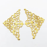 10 Brass Filigree Triangle Flower Charms for DIY Jewelry