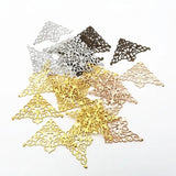 10 Brass Filigree Triangle Flower Charms for DIY Jewelry