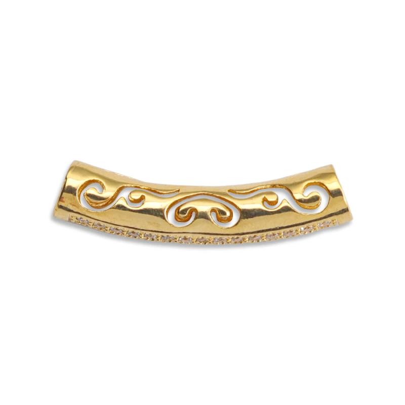 Brass CZ Curved Tube Spacer Beads 3mm Hole Round Leather Cord DIY Jewelry
