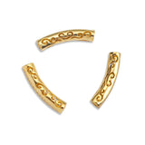 Brass CZ Curved Tube Spacer Beads 3mm Hole Round Leather Cord DIY Jewelry