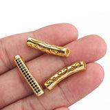Brass CZ Curved Tube Spacer Beads 3mm Hole Round Leather Cord DIY Jewelry