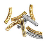 Brass CZ Curved Tube Spacer Beads 3mm Hole Round Leather Cord DIY Jewelry