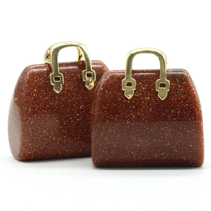 Handbag Shape Stone Ornament Charms Amethysts Rose Quartzs Bead