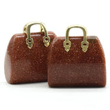 Handbag Shape Stone Ornament Charms Amethysts Rose Quartzs Bead