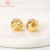 6PCS 9x9MM 24K Brass Hollow Fish Spacer Beads High Jewelry Making Findings