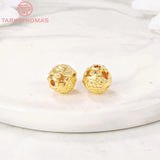 6PCS 9x9MM 24K Brass Hollow Fish Spacer Beads High Jewelry Making Findings