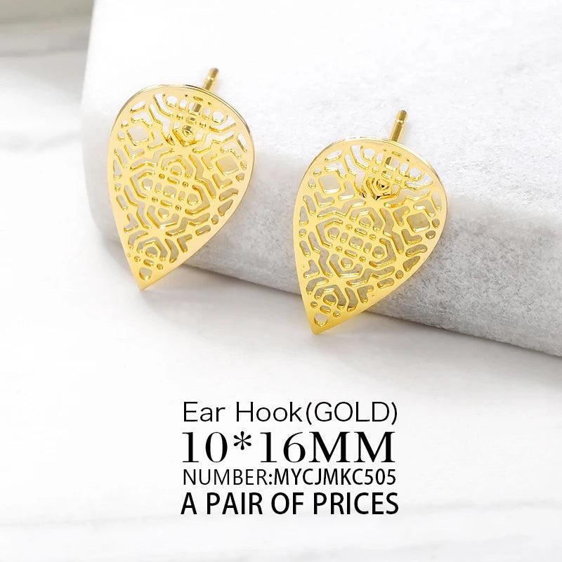 Brass Oval Stud Earrings, S925 Silver Pin, Jewelry Making Supplies