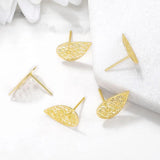 Brass Oval Stud Earrings, S925 Silver Pin, Jewelry Making Supplies