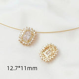 2 Pcs 14K Zircon Square Drop Pendant Brass Accessories