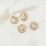 2 Pcs 14K Zircon Square Drop Pendant Brass Accessories
