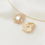 2 Pcs 14K Zircon Square Drop Pendant Brass Accessories