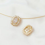 2 Pcs 14K Zircon Square Drop Pendant Brass Accessories