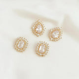 2 Pcs 14K Zircon Square Drop Pendant Brass Accessories