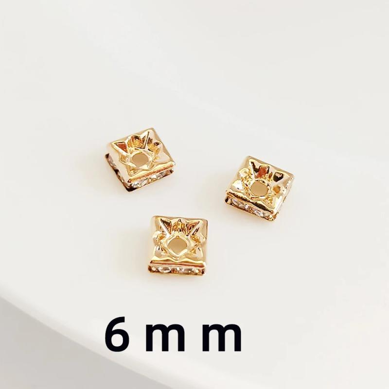 10Pcs 6-8mm Square Rhinestone Crystal Beads for Jewelry Making