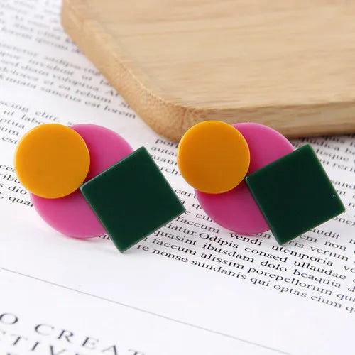Korea Fruta Geometric Round Square Stitching Earrings DIY Material