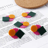 Korea Fruta Geometric Round Square Stitching Earrings DIY Material