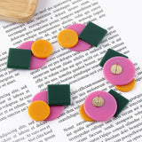 Korea Fruta Geometric Round Square Stitching Earrings DIY Material
