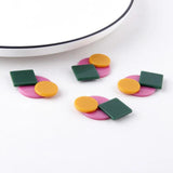 Korea Fruta Geometric Round Square Stitching Earrings DIY Material