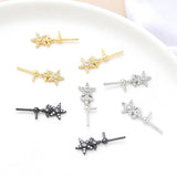 2 Pieces Copper Clad Star Cane with Zircon DIY Jewelry Baroque Pearl Pin