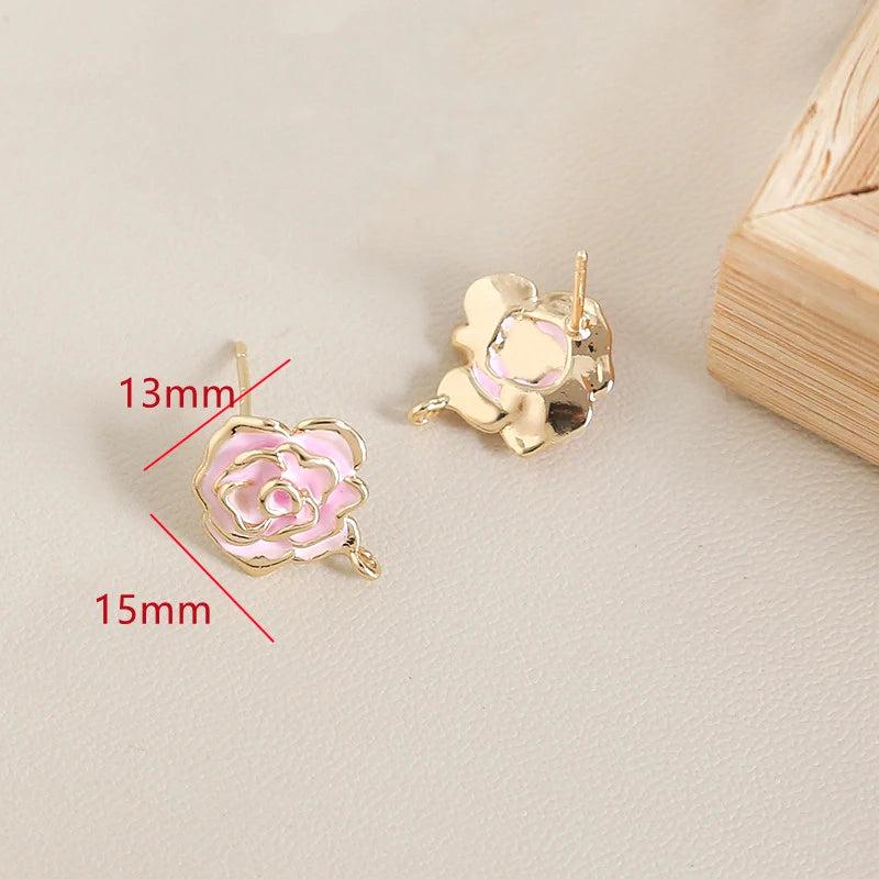 Copper Coated Drop Camellia Earrings DIY Jewelry Making Accessory