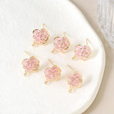 Copper Coated Drop Camellia Earrings DIY Jewelry Making Accessory
