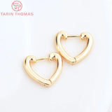 4PCS 15x13.5MM 24K Plated Heart Earrings Hoop DIY Jewelry Findings