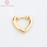 4PCS 15x13.5MM 24K Plated Heart Earrings Hoop DIY Jewelry Findings