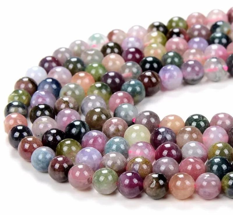 AA Round Tourmaline Gemstone Loose Beads 15''