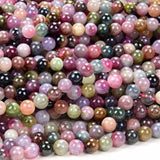 AA Round Tourmaline Gemstone Loose Beads 15''