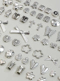 Bowknot flower love shape cross antique silver beads DIY jewelry