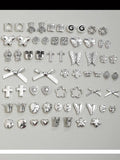Bowknot flower love shape cross antique silver beads DIY jewelry