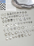 Bowknot flower love shape cross antique silver beads DIY jewelry