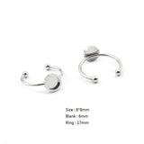 Stainless Steel Open Rings Tray Blanks Base Settings Charms Ring Setting