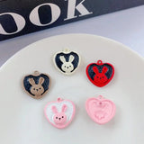 10pcs Heart Pendant Base Rabbit Alloy Charms for Jewelry Making DIY