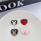 10pcs Heart Pendant Base Rabbit Alloy Charms for Jewelry Making DIY