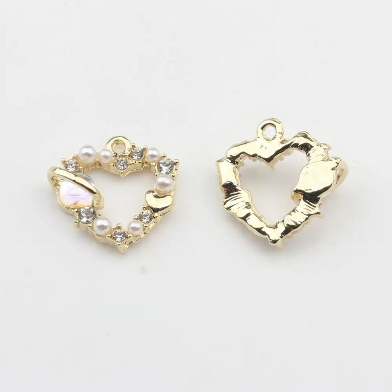Planet Heart Zircon Charm 6pcs/lot for DIY Necklace Making