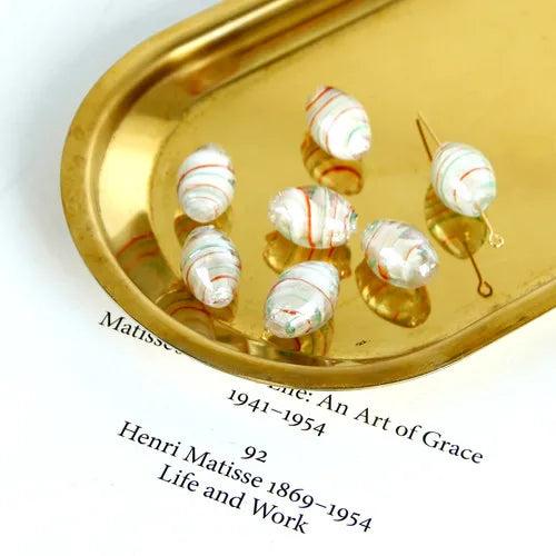 Japanese Retro Hand-Painted Glass Beads Love Earrings DIY Jewelry