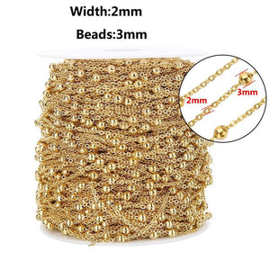 2 Meters Stainless Steel Tube Beaded Chains for DIY Anklet Necklaces