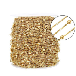 2 Meters Stainless Steel Tube Beaded Chains for DIY Anklet Necklaces