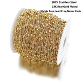 2 Meters Stainless Steel Tube Beaded Chains for DIY Anklet Necklaces