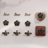 Vintage Tracing Letter Tea Flower Bee Alloy Patch DIY Hand Accessory