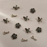 Vintage Tracing Letter Tea Flower Bee Alloy Patch DIY Hand Accessory